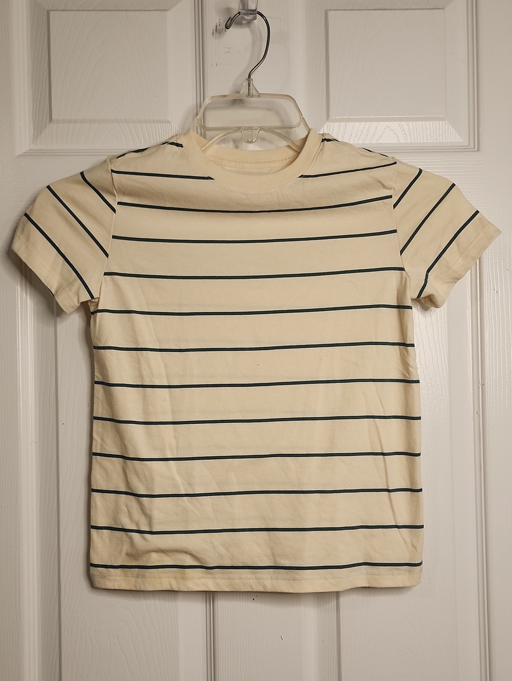 Cat & Jack Cream Tee with Navy Stripes - Short Sleeve